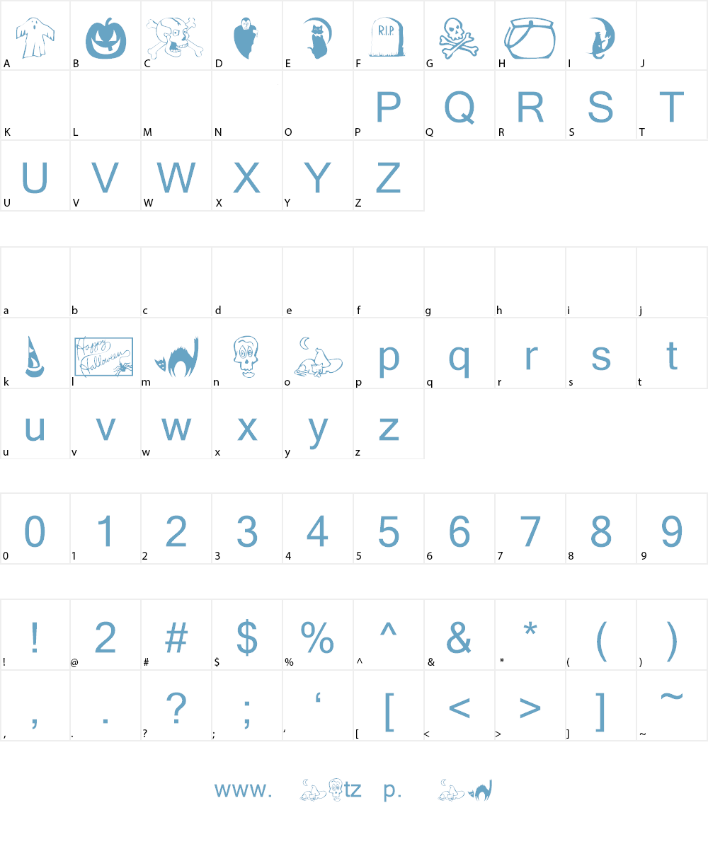 KR Boo City Font Character